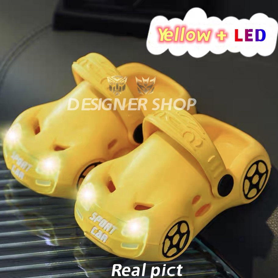 Kode AQN874 Sepatu Sandal Jelly Anak(Laki-Laki/Perempuan) Baim Crocs Lampu LED(Anti Air)