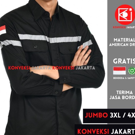 WLGL1110 7.7 JUMBO - Baju Wearpack Kemeja Safety K3 Proyek Tambang Lengan Panjang 3XL & 4XL - Pakaia