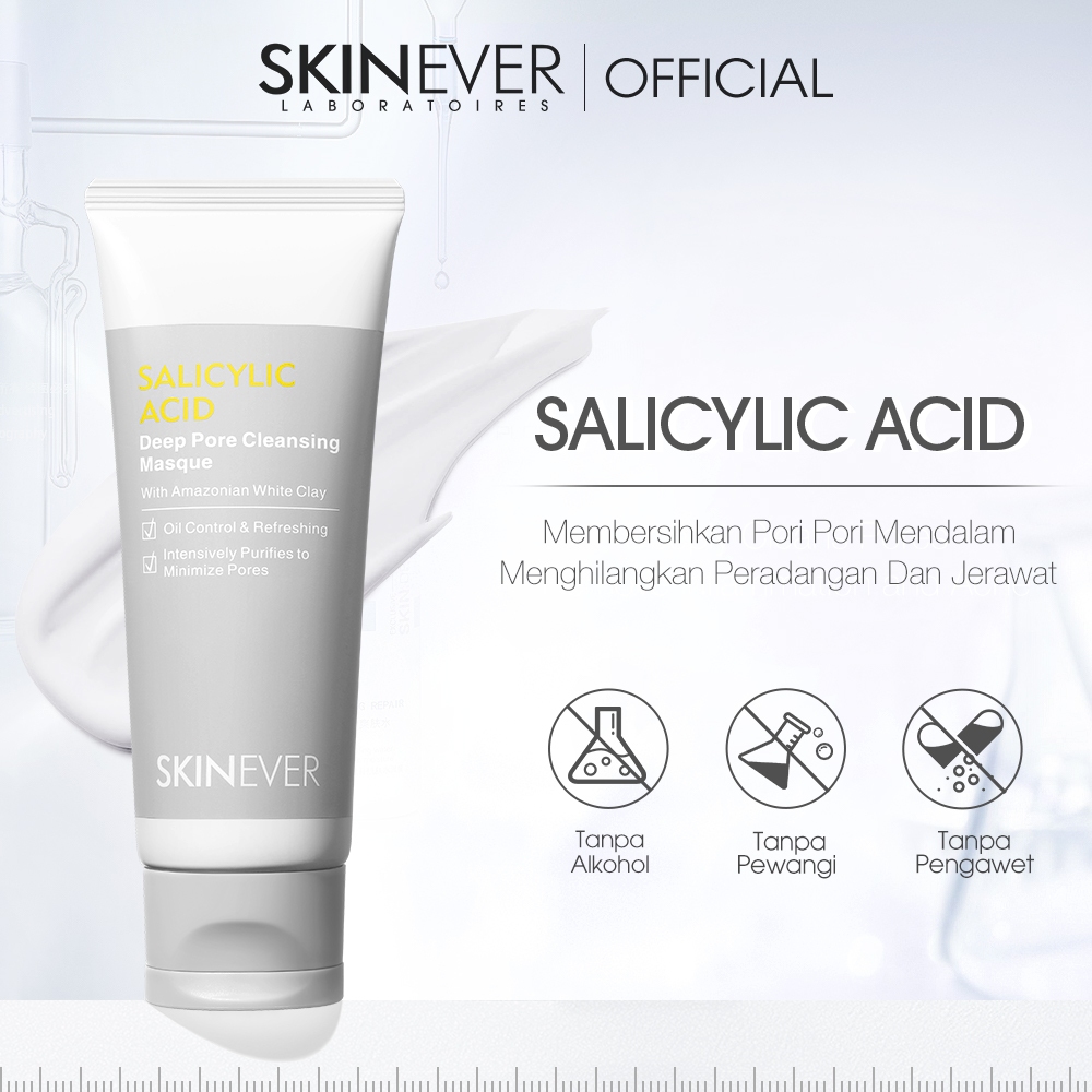 SKINEVER Clay Mask Masker Pembersih Pori Dalam Asam Salisilat Masker Lumpur Pengontrol Minyak Pembersih Dalam 80ML