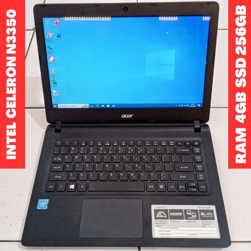 LAPTOP ACER Aspire Es1 432 Intel Celeron N3350 RAM 4GB Slim Notebook 14inch Second Seken Bekas Sekol