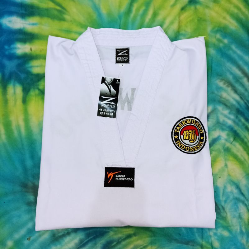 DOBOK SERAGAM TAEKWONDO KERAH PUTIH PEMULA ZAO
