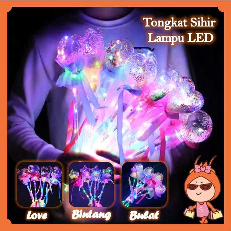 Mainan Stik Tongkat Bola - Stik Tongkat Led - Stik Tongkat LOVE BULAT BINTANG