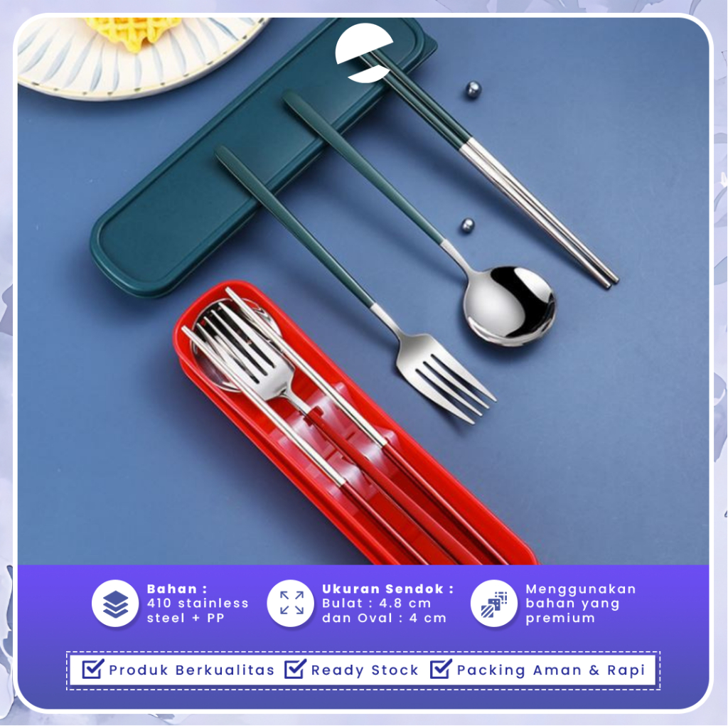 Sendok Korea Paket Set Sendok Garpu Sumpit Stainless Premium Souvenir Pernikahan Acara Kantor
