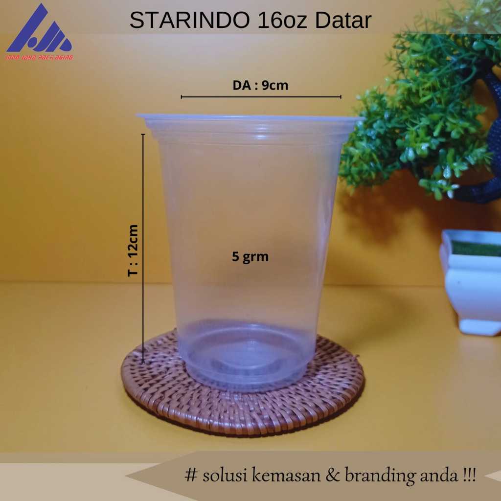 Gelas Plastik Cup Starindo 16oz Datar 5grm