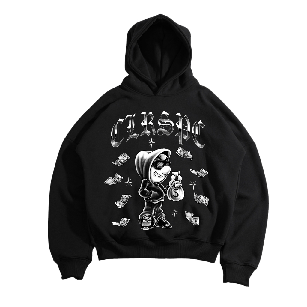 Hoodie Boxy Oversize Colourspace - Grayscale - Black