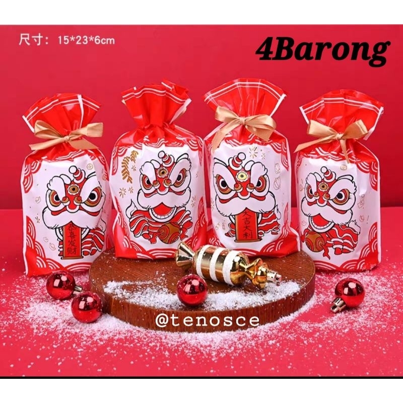 

5pcs Kantong Plastik Tas Serut Souvenir Cookies Candy Bag Kue Kering Hampers Hadiah Bingkisan Love Happy Pink Pouch Natal Christmas Imlek Konien Fu