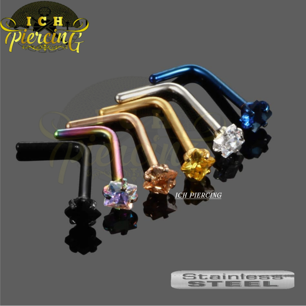 ICH Anting Hidung Letter L zircon Persegi/ Anting hidung / Nose ring/ Nose ring L