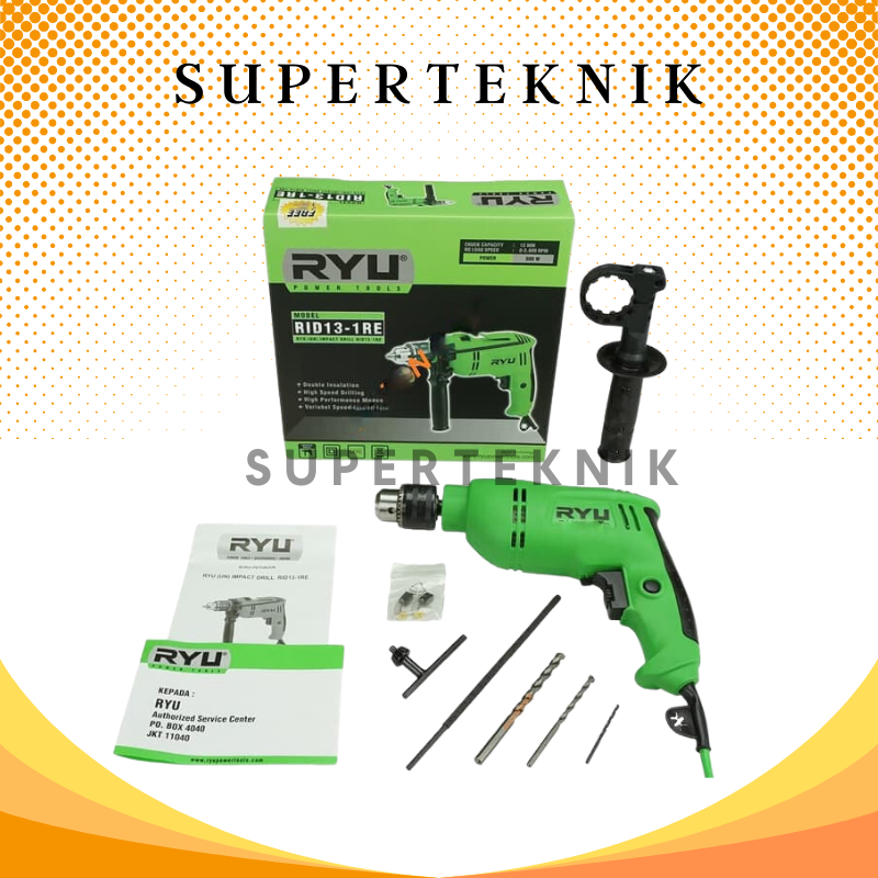 Bor Listrik 13mm RID13-1RE RYU / RYU Mesin Bor Tembok Beton 13mm RID 13-1 RE Bor Impact Drill RYU 13