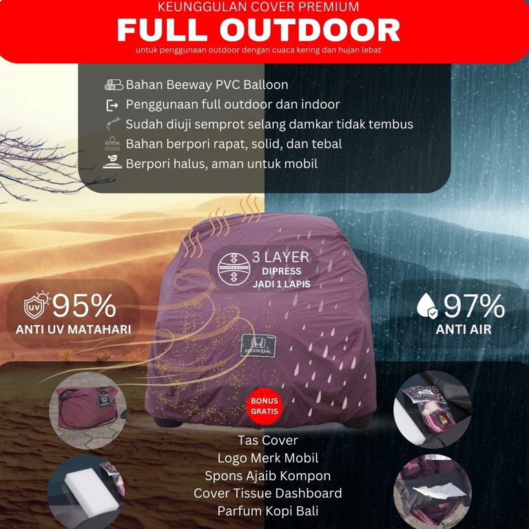Harga Mur4h D'COVERIN cover mobil premium TAHAN HUJAN waterproof 99% bahan OUTDOOR dijamin pas denga