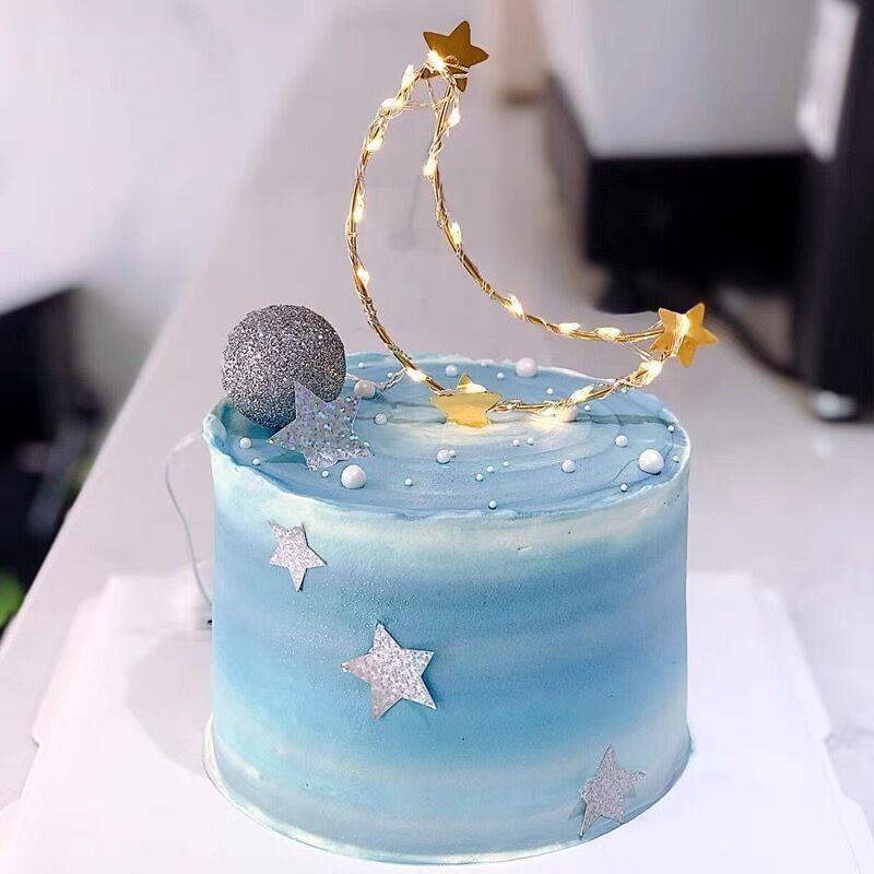 Topper Dekorasi Cake / Buket Design Besi Bulan Bintang / Topper Kawat Besi Bulan Berbintang