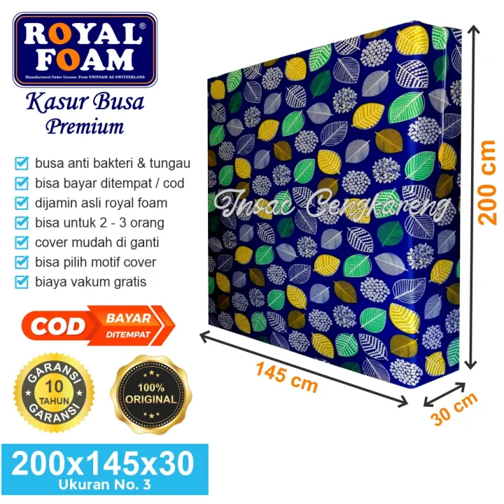 Kasur Busa Royal Foam D16 Ukuran 200x145x30 cm No.3 Original Anti Tungau dan Bakteri Garansi 10 Tahu