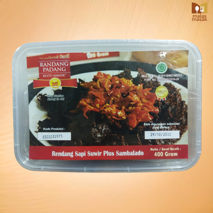 

Rendang Suir Suwir Sapi + Sambalado Restu Mande 400gr