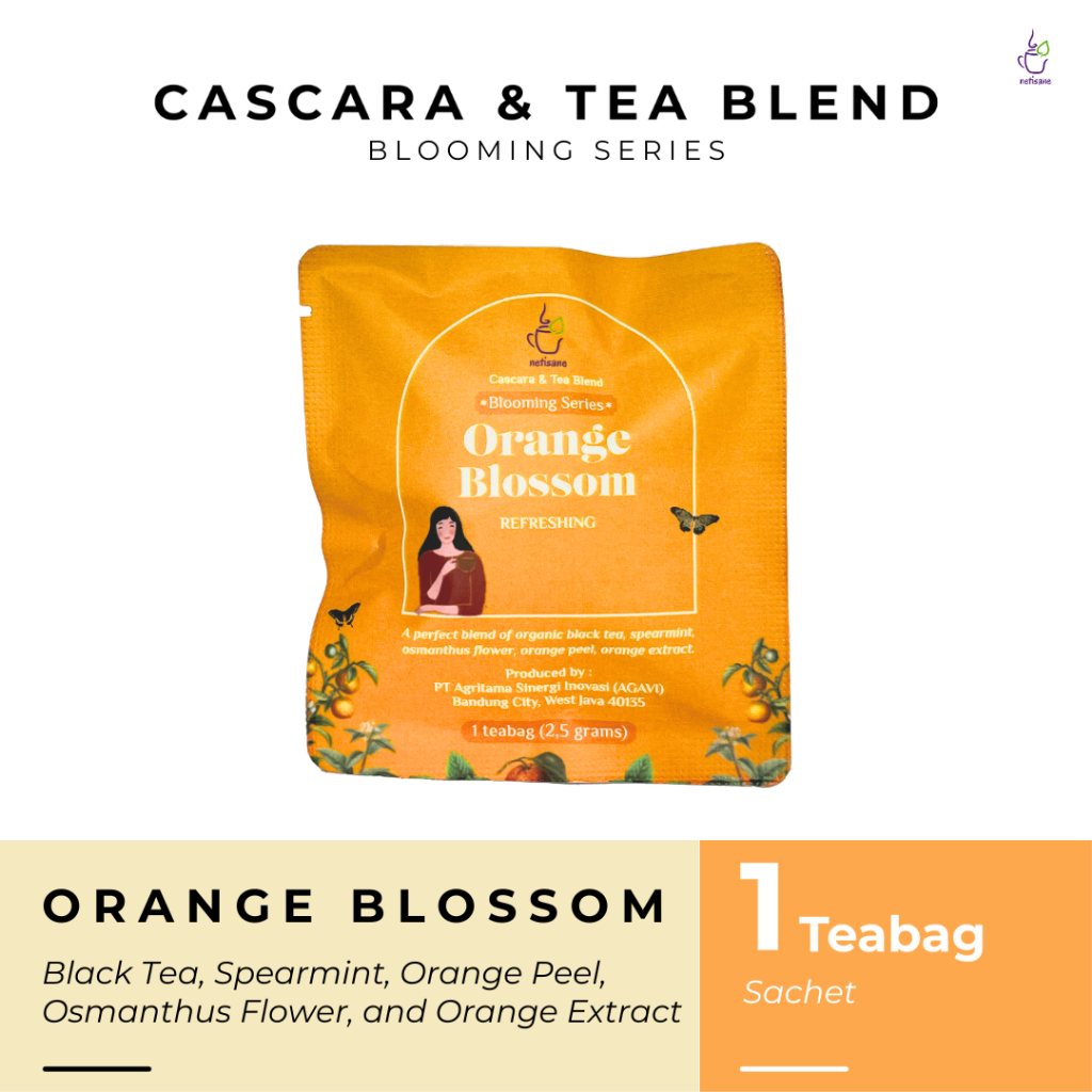 

Netisane Orange Blossom Sachet Tea Bag | Seimbangkan Hormon, Atasi PCOS, Tingkatkan Fokus | (Black Tea, Spearmint, Osmanthus Flower, Orange Peel, dan Orange Extract) | Netisane Cascara Blend Blooming Series | Artisan Tea / Teh Herbal