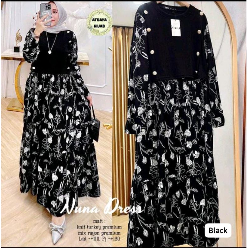 Dress Knit Mix Rayon motif /Nuna Dress/Sora Dress/Alicia Maxy pakis