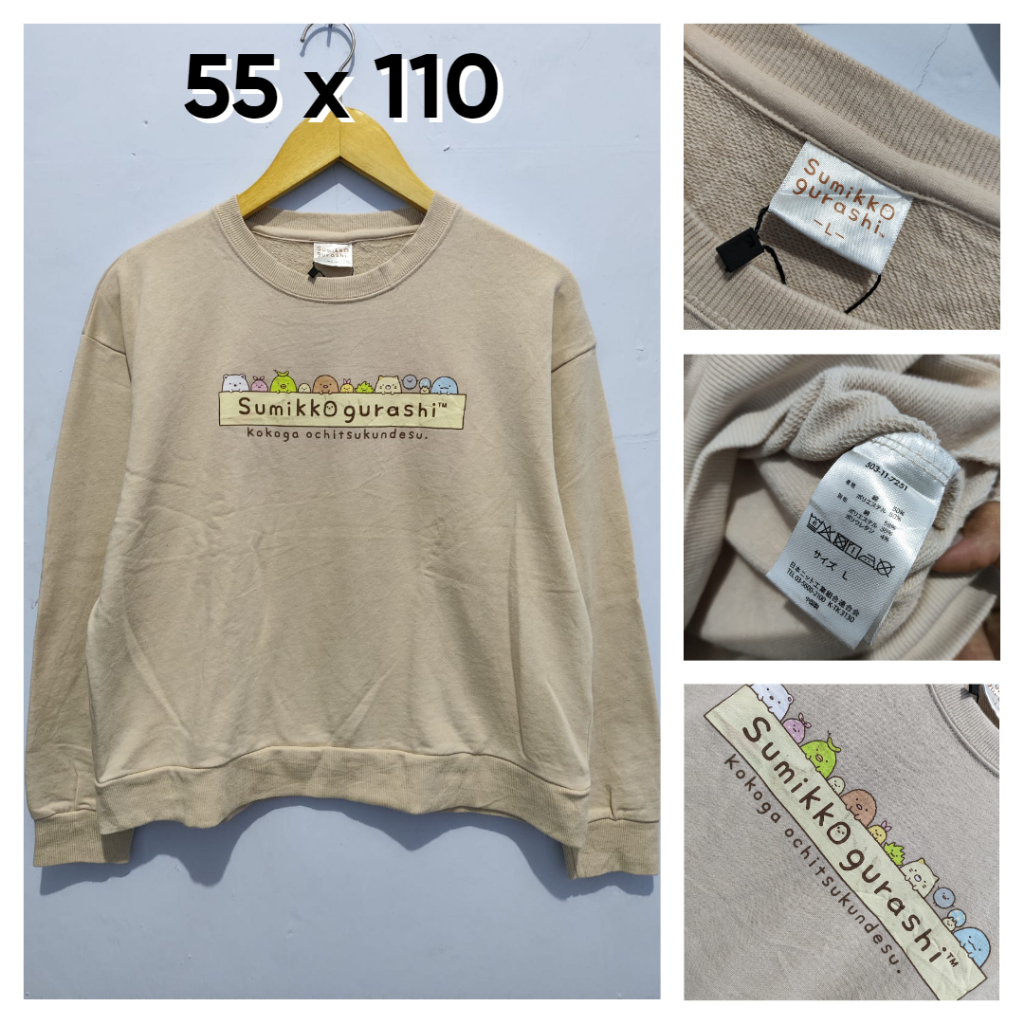Sweater Sumikko Gurashi Coklat Susu Coksu Sablon Gemoy Karakter Size L Wanita Atasan Cewek Sweatshir