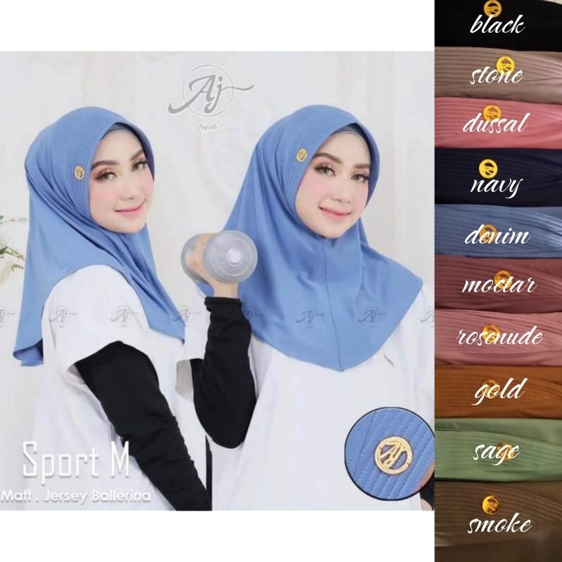 Hijab Sport Ukuran M By Aj Hijab Jersey Premium