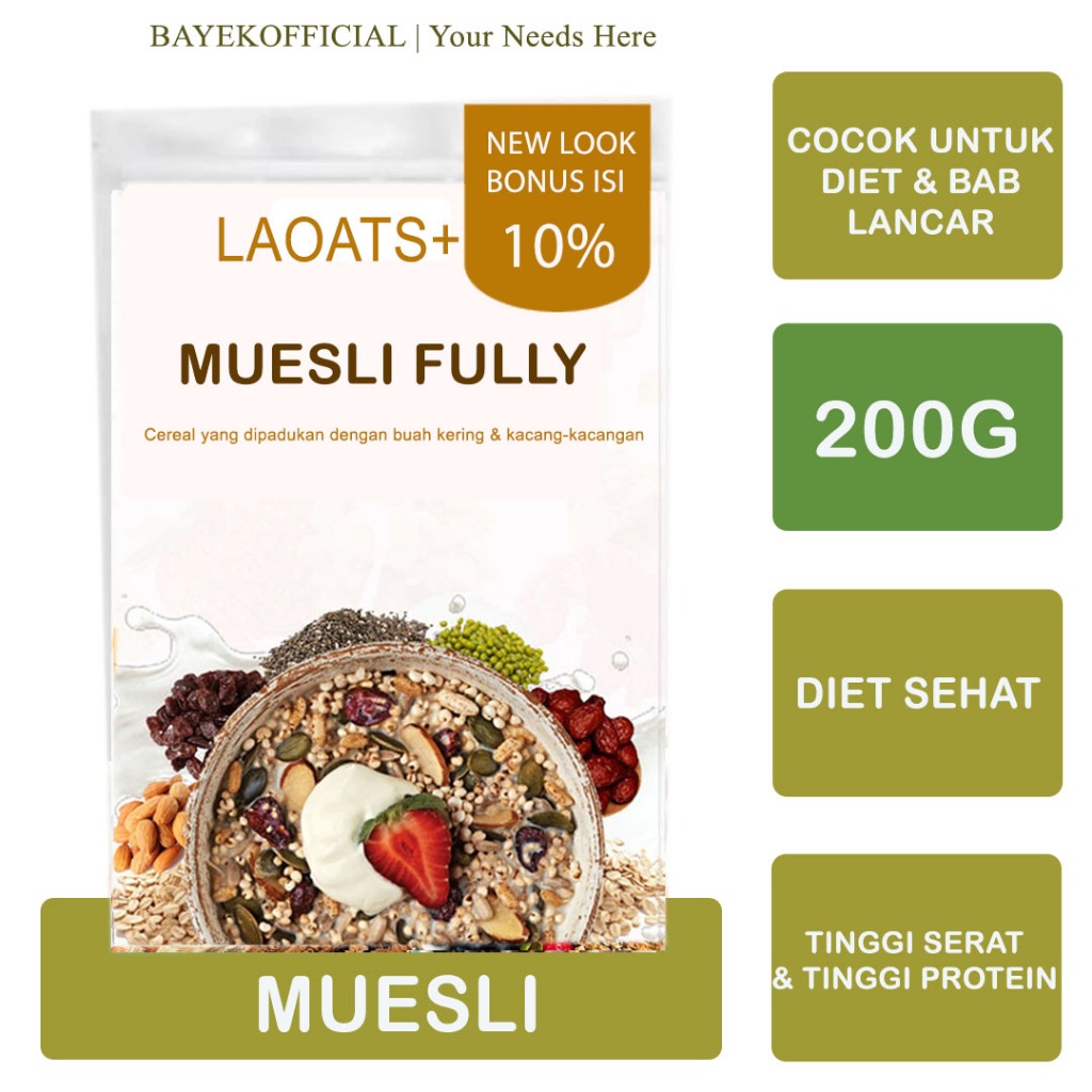 

Muesli Fruit and seed Pelangsing Badan Penurun Berat Badan Muesli Low Fat Susu Diet Pengganti Makan Muesli Laoats