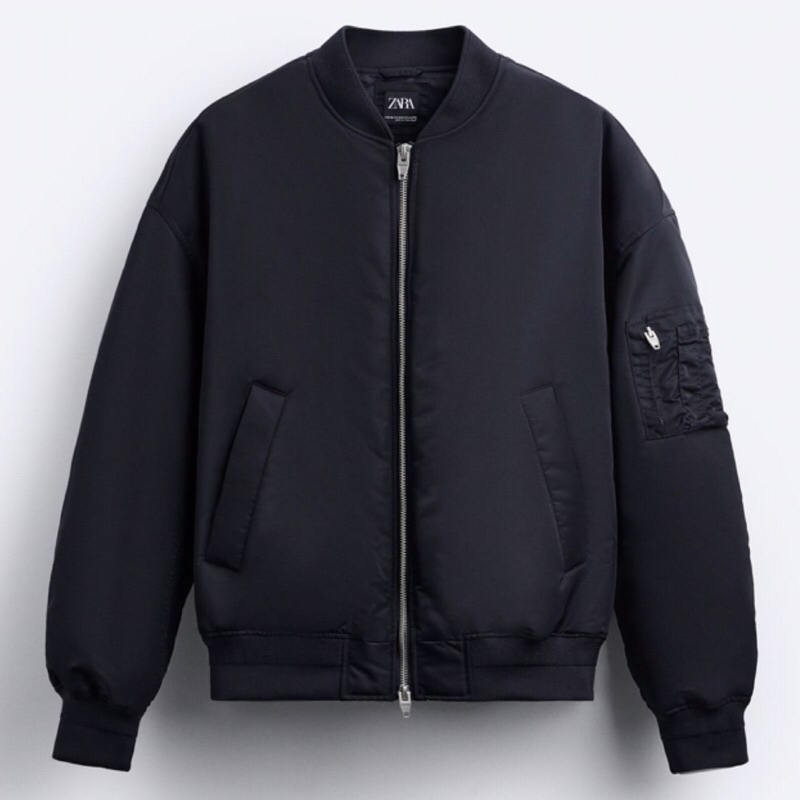 ZARA Men Jacket Oversize Bomber Jaket Pria Lengan Panjang Navy Blue