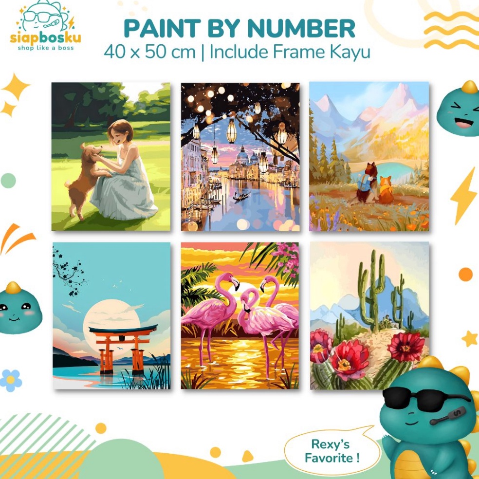 

[☀I99\] PAINT BY NUMBER 40x50 CM AESTHETIC LANDSCAPE KANVAS PAINTING KIT WITH FRAME SIAP LUKIS Get it now