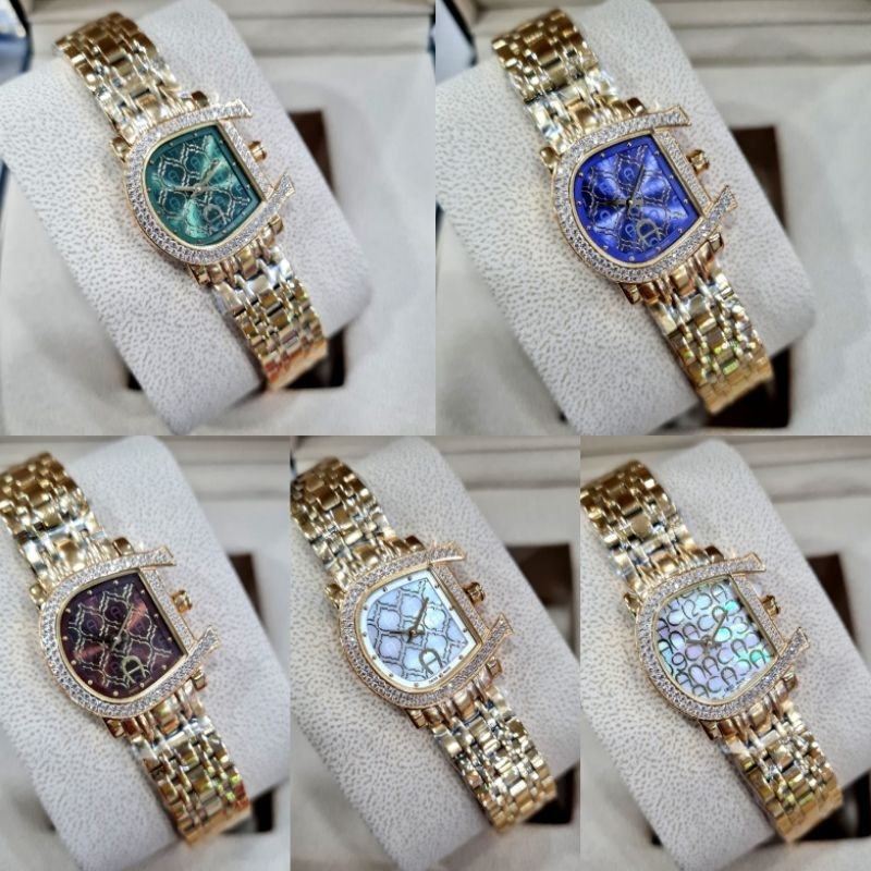 Jam Tangan Wanita Aigner Genua Due permata plat batik // genua polos