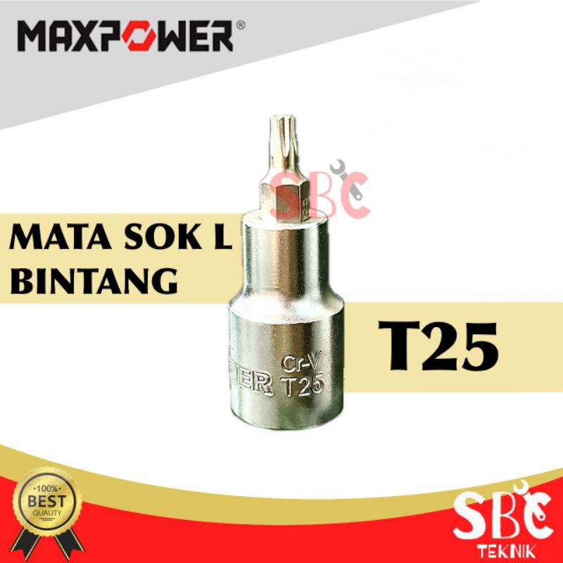 MAXPOWER Mata Sok L Bintang T25 Kunci Star Bit Socket Sock Shock T 25