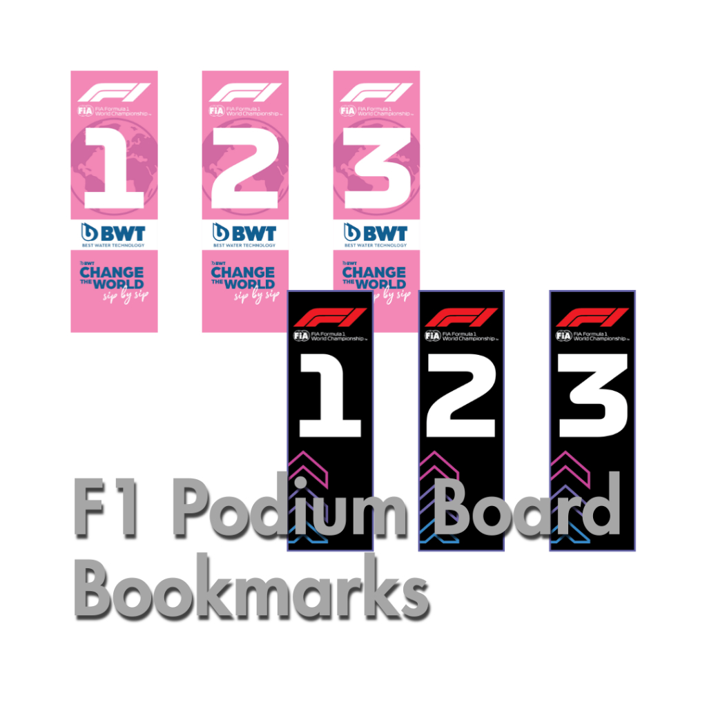 

F1 Podium Pit Board Bookmark - Pembatas Buku Formula One P1 P2 P3 [Downforce Studio]