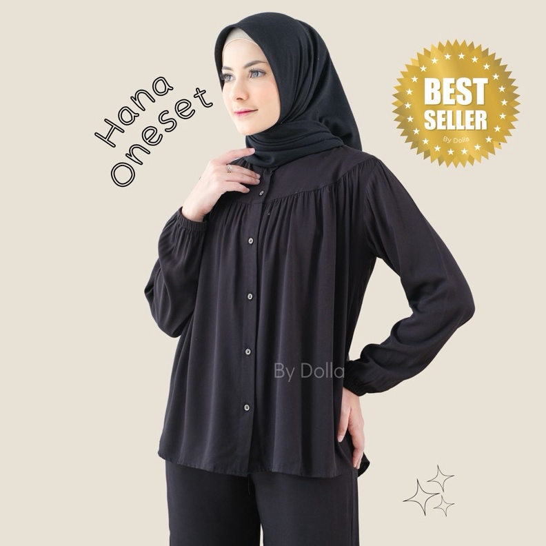 Terbaik Hana Oneset | One Set Rayon Twill Wanita BY DOLLA Muslim Baju Setelan 