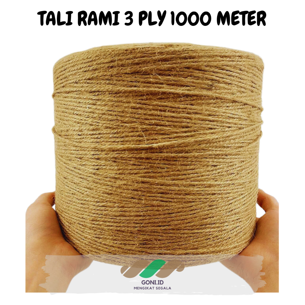 

TALI GONI/ RAMI 3 PLY +- 1000 METER / Tali Goni Gulungan / Tali Rami Roll Murah Tali Undangan Kado Souvenir Paper bag Foto Polaroid Hiasan Kerajinan DIY