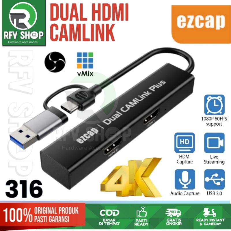 EZCAP 314 / 316 DUAL PORT HDMI CAM LINK CAPTURE & STREAMING VIDEO