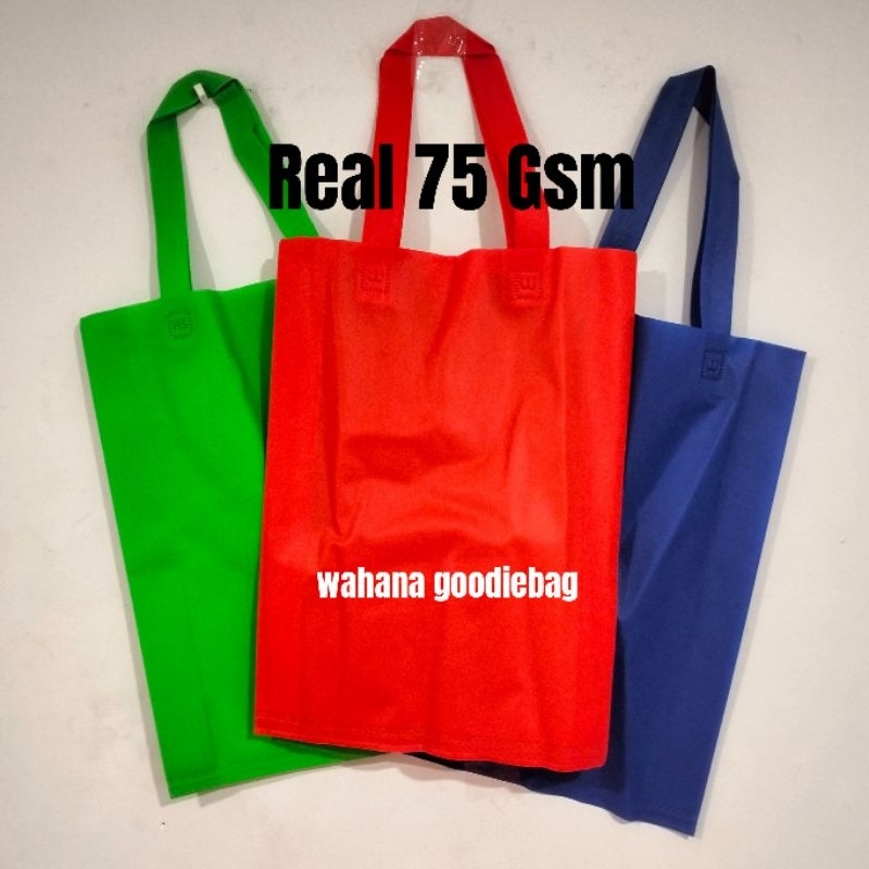 

[ isi 12pcs ] Goodie bag hampres 30x40x8 Spundbond lipat samping real 75 GSM