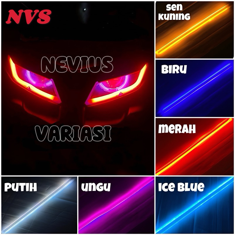 LAMPU ALIS RUNNING 2 MODE 30CM LAMPU VARIASI UNIVERSAL MIO BEAT AEROX VARIO PCX NMAX DLL LED ALIS TE