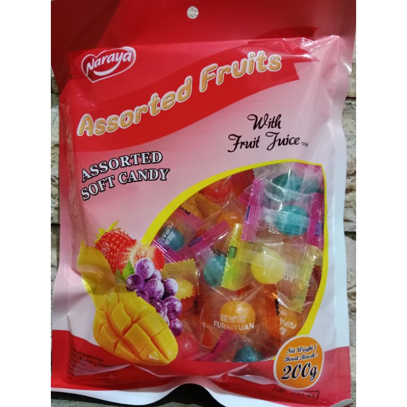 

NARAYA ASSORTED FRUITS / ASSORTED SOFT CANDY 200 GRAM