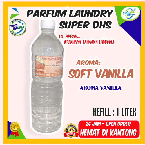 [SOFT VANILLA] Parfum Laundry pewangi pakaian 1 Ltr  SUPER HDS Pelicin Pakaian wanginya tahan lama