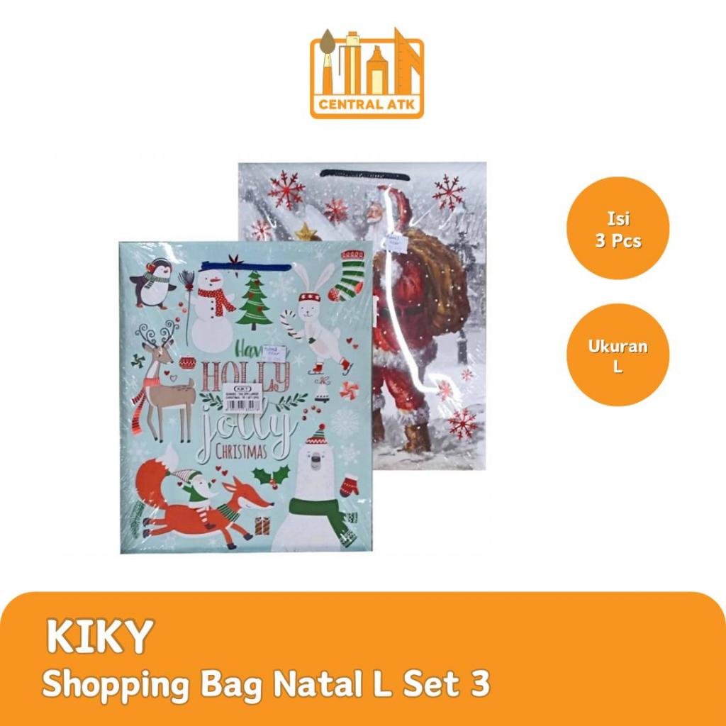 

SHOPPING BAG / PAPER BAG KIKY / TAS KERTAS NATAL UKURAN L (ISI 3)