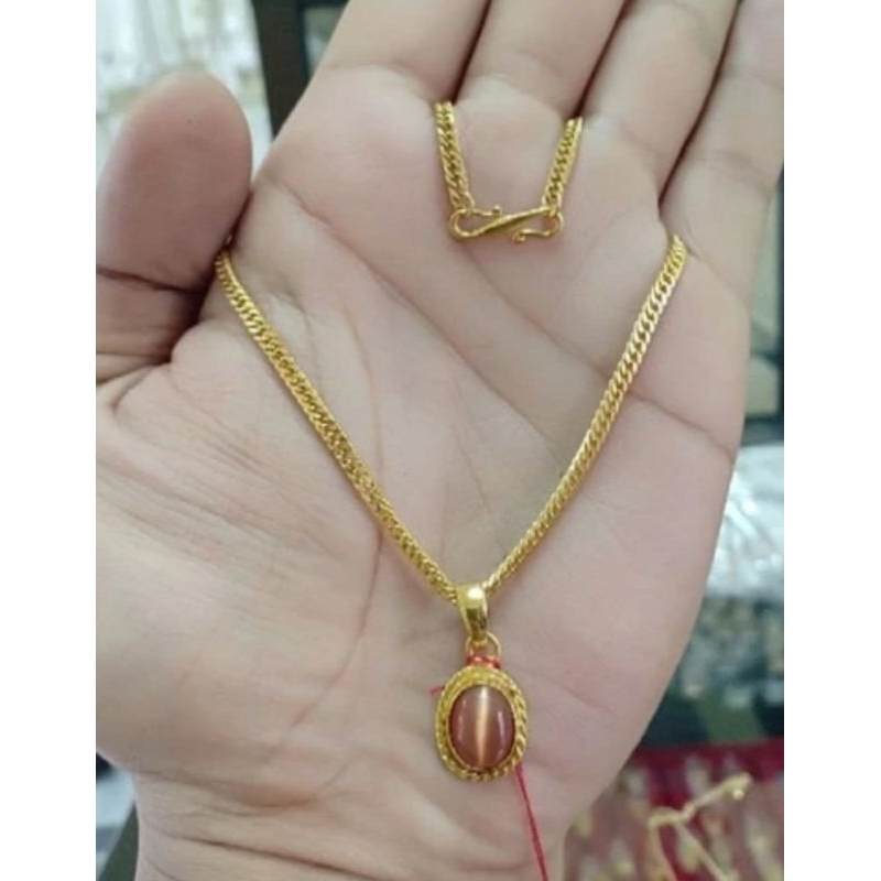 kalung titanium liontin batu