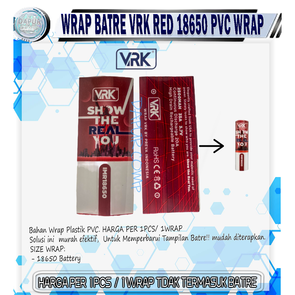 BATRE WRAP/BUNGKUS VRK EDITION 18650 RED