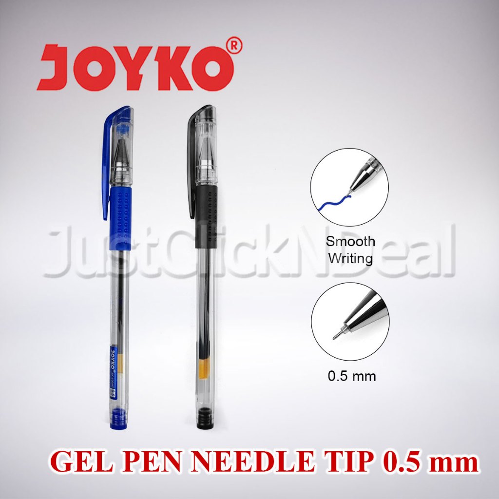 

Joyko Gel Pen Needle Tip Smooth Writing 0.5 mm Hitam Biru Pena Pulpen Runcing