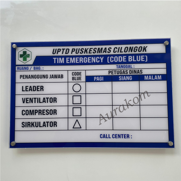 

TERLARIS Papan Code Blue Akrilik Siap Pakai | Melayani Desain Custom