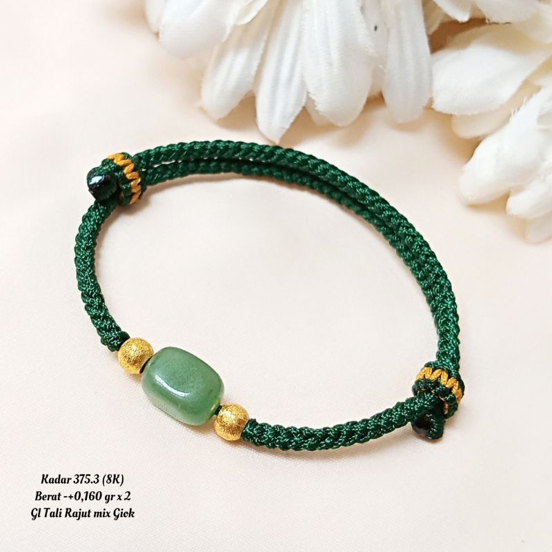 GELANG TALI RAJUT VARIASI BATU GIOK OVAL