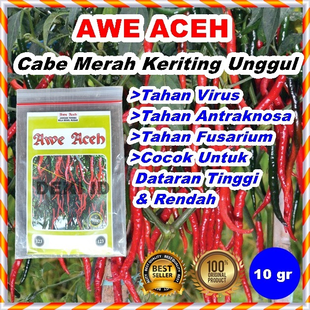 Benih Cabe Awe Aceh Bibit Cmk Cabai Merah Keriting 10 Gram