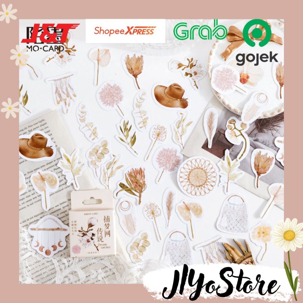 

45pcs Stiker Sticker Bujo Journaling Scrapbook Planner Diary Dream Catcher Flower Vintage Aesthetic