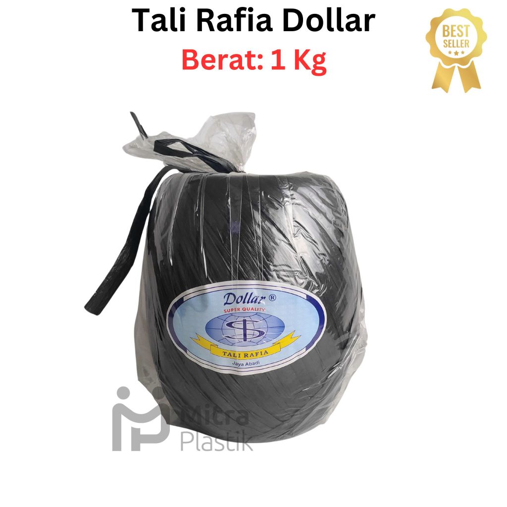 

ATK9 Tali Rafia Merk Dollar 1 KG Tali Plastik Warna Hitam Kuat Gulung