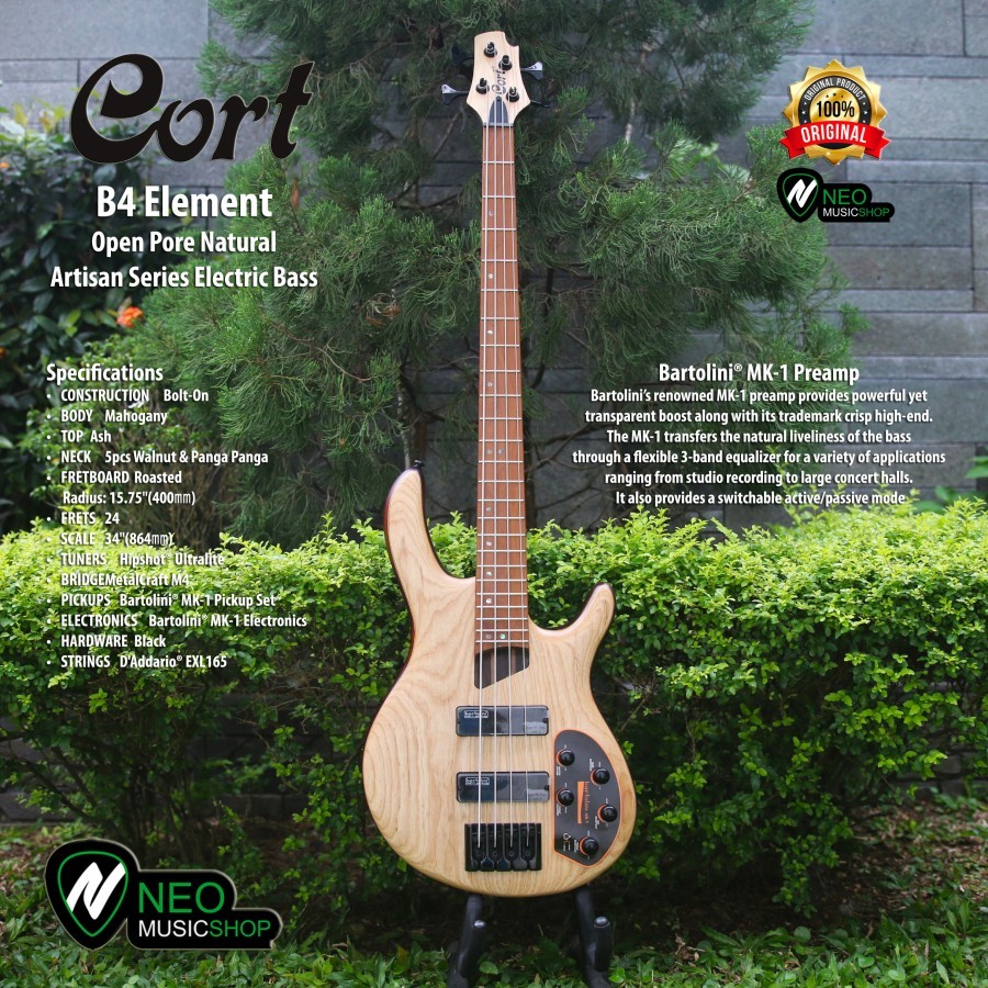 Cort B4 Element OPN Artisan Series Active 4 Strings Electric Bass