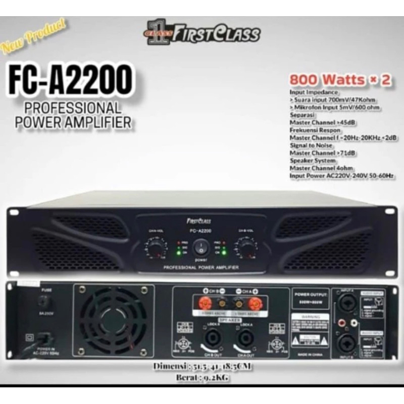 Power Amplifier Ampli Firstclass FC-A2200