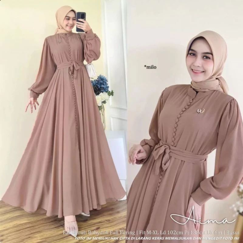 BAJU DRESS GAMIS BUSUI CERUTY BABYDOLL AIRFLOW JUMBO M L XL LEBARAN UMROH NAIK HAJI WARNA POLOS COKS