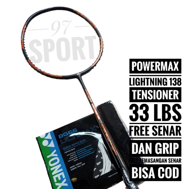 Termurah Raket Badminton Power Max 33 Lbs Original Hector