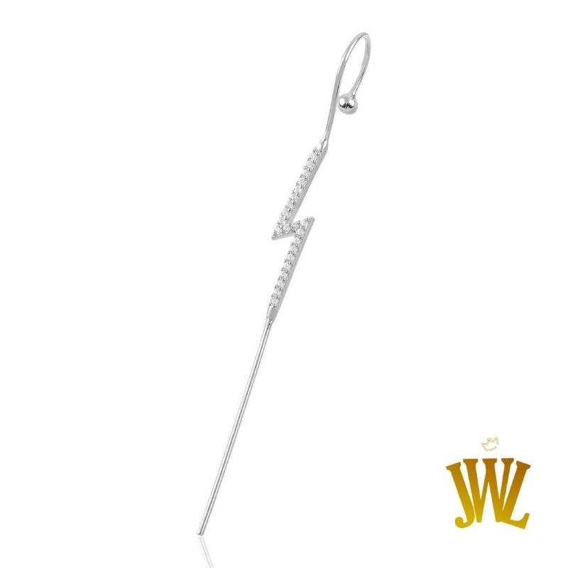 Jewellant - Anting Tebu Perak Model Baut Petir Batu Rhodium Perak, Anting Wanita Perak Silver 925 As