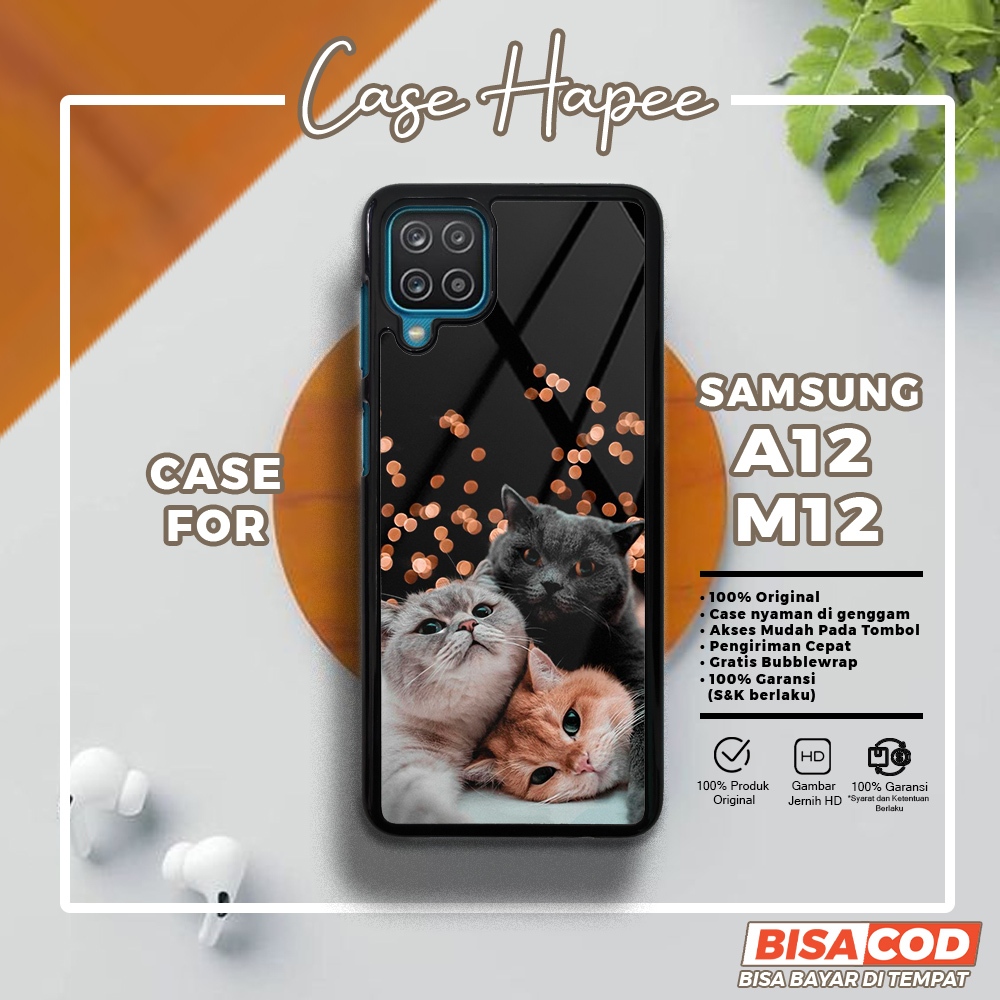 Case Samsung A12 M12 Casing Samsung A12 M12 [MEOW] Casehapee Case Glossy Case Aesthetic Custom Case 