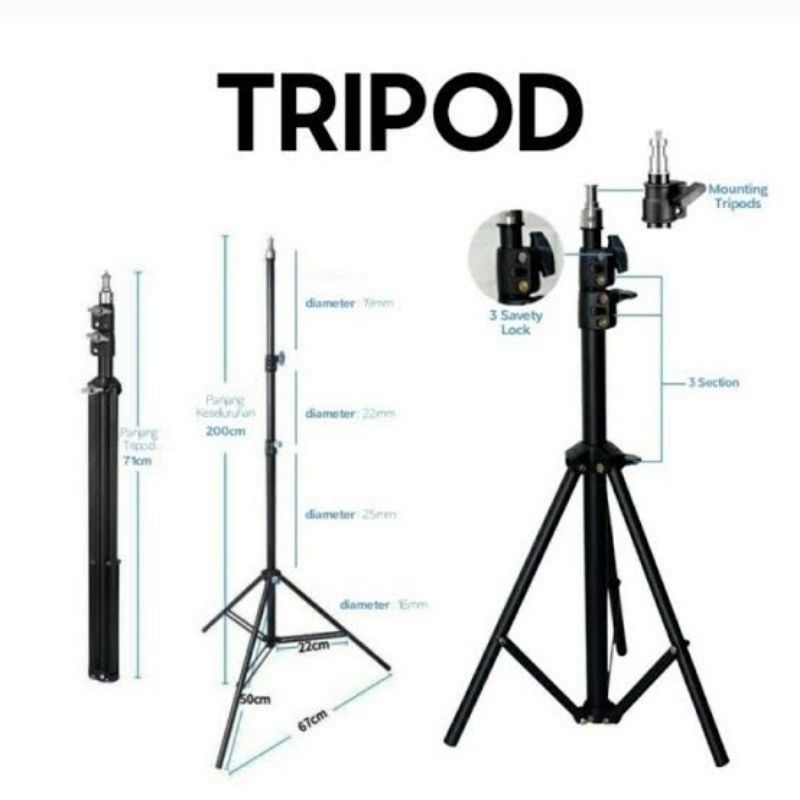(OM) TRIPOD STAND 2.1METER UNIVERSAL HP-CAMERA