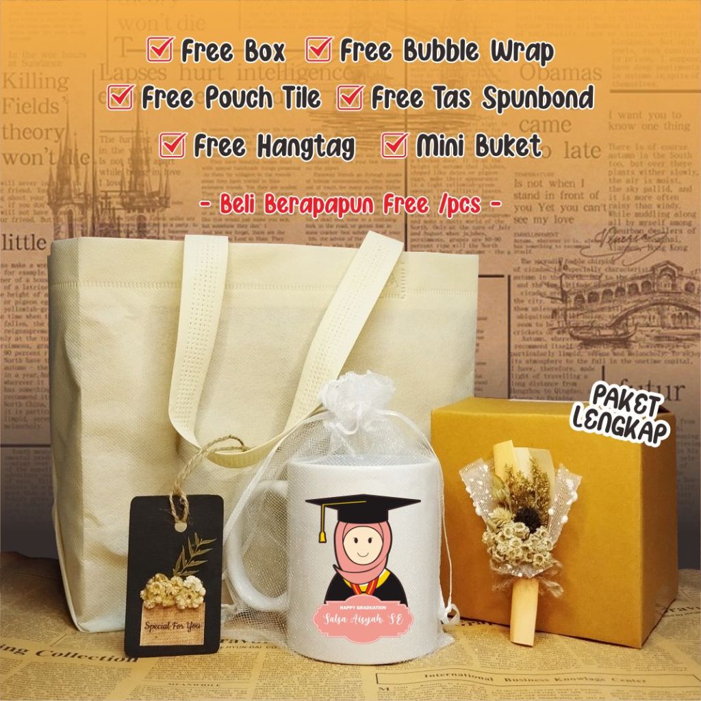Mug Wisuda Custom Nama Hadiah Unik Murah Gelas Enamel Kado Estetik Jogja Semarang Solo Surabaya Jkt